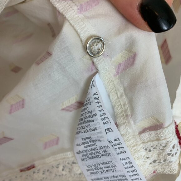 J. Crew Point Sur Cream Colored Popover Metallic Clip Dot Size Small - Picture 6 of 11